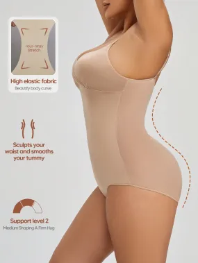 1 pieza Body femenino transparente con copas de triangulo de cuello en V profundo, moldeador con control de abdomen y elevador de gluteos, adecuado para usar como capa base