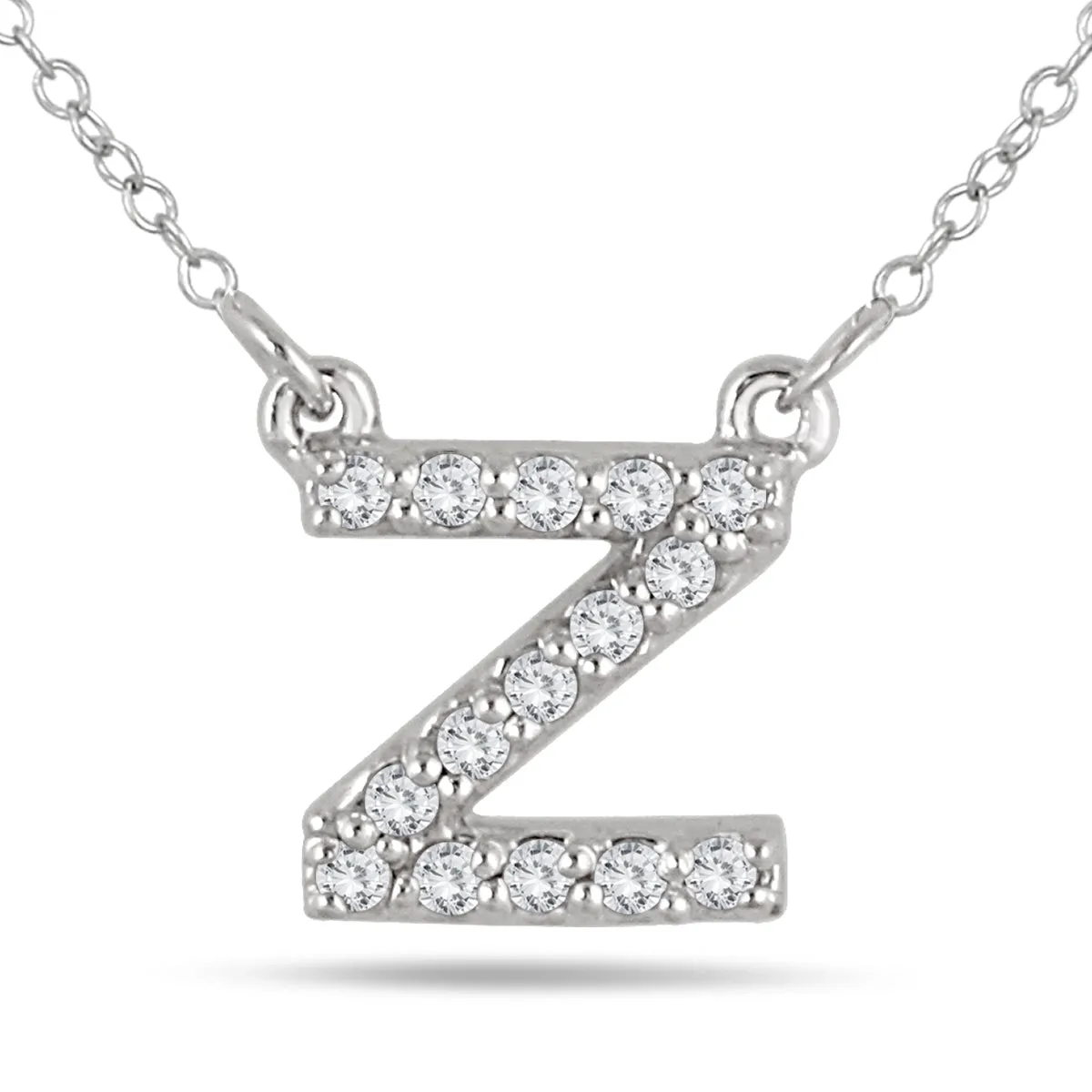 1/10 Carat Tw Z Initial Diamond Pendant In 10K White Gold