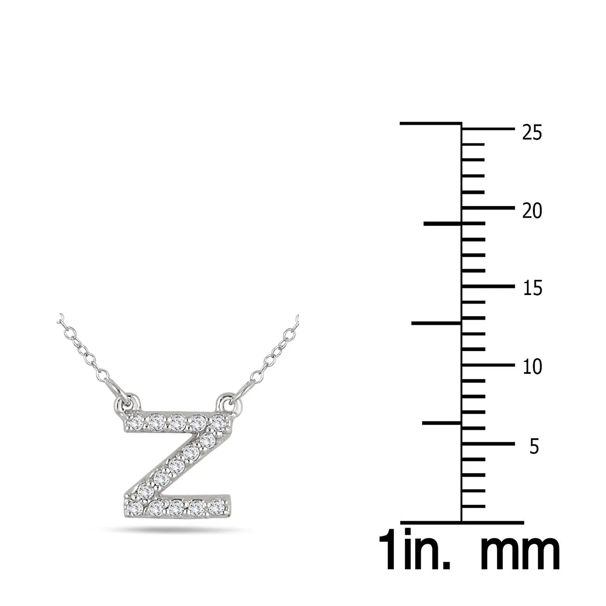 1/10 Carat Tw Z Initial Diamond Pendant In 10K White Gold