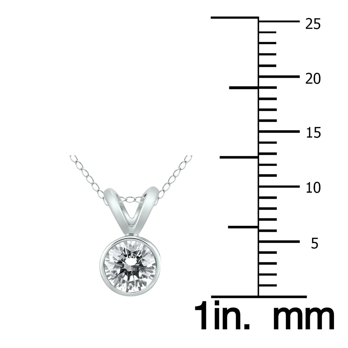 1/2 Carat Solitaire Diamond Bezel Pendant In 14K White Gold