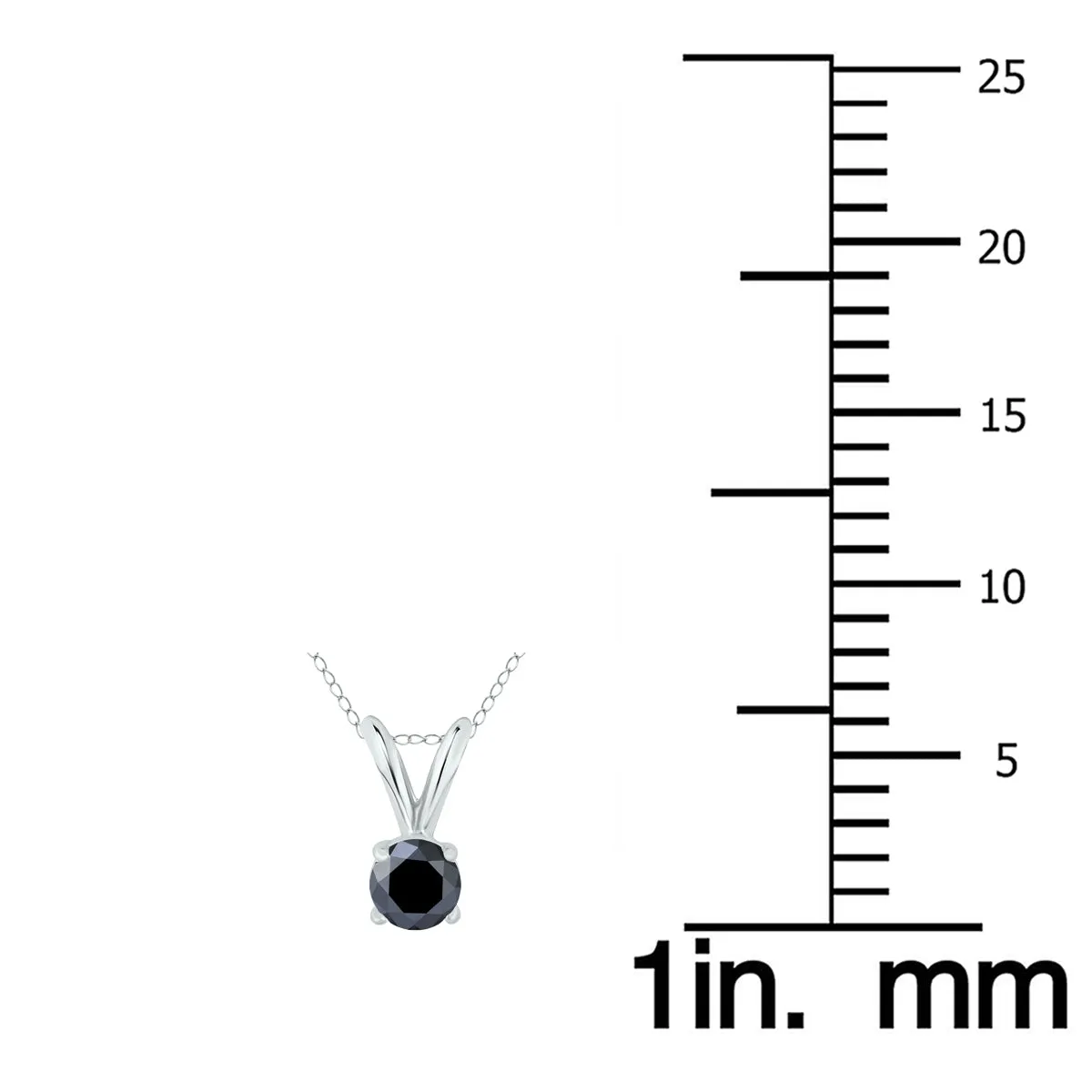 1/4 Carat Tw Round Black Diamond Solitaire Pendant In 14K White Gold