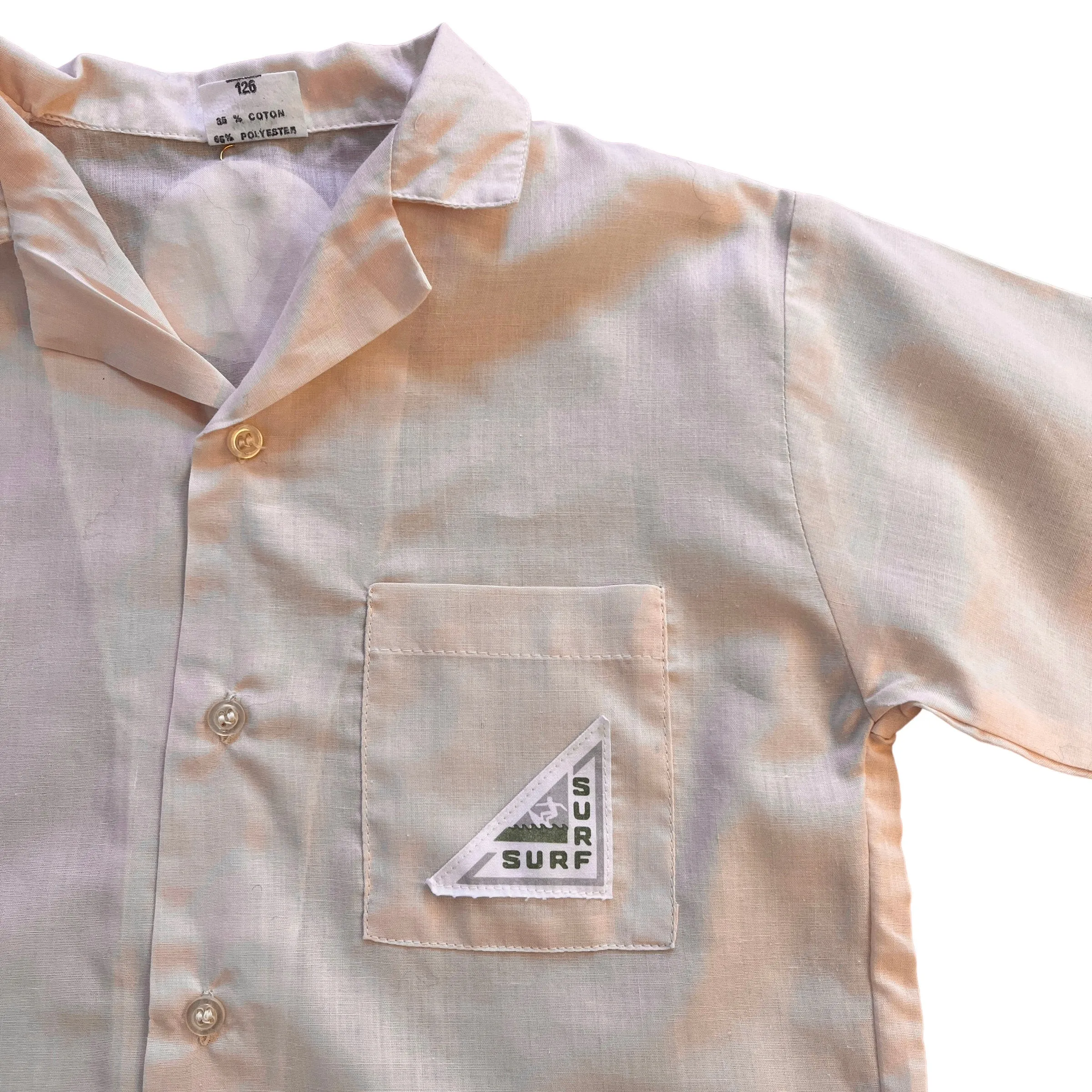 1970's Light Peach "Surf" Shirt /  6-8 Y