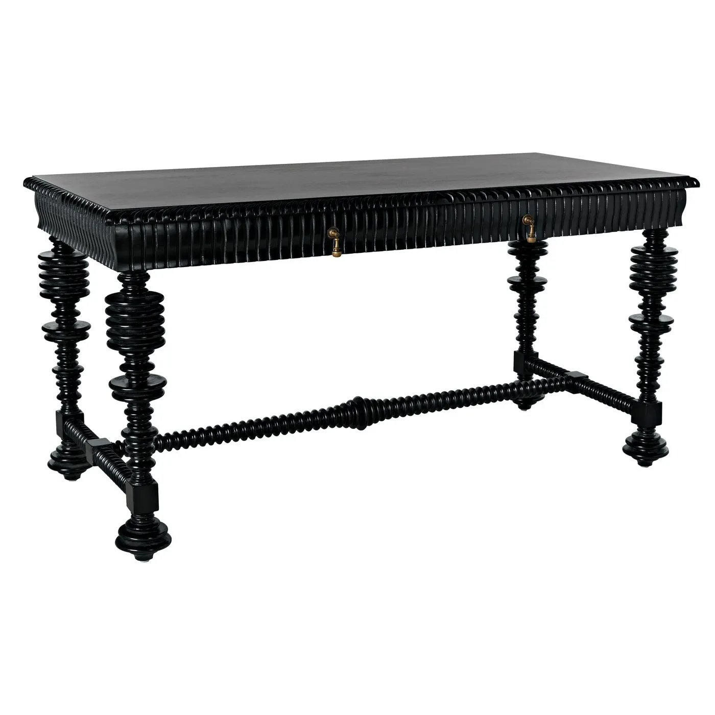 60" PORTUGUESE  DESK , HAND RUBBED BLACK