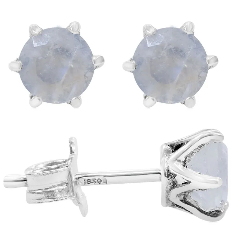 925 Silver Moonstone Studs - June Birthstone, Handmade Gift