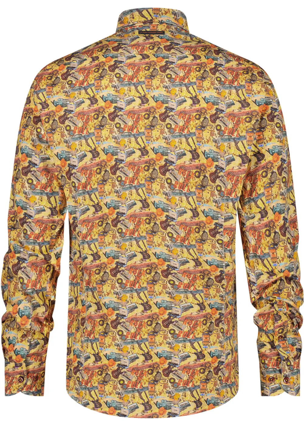 A Fish Named Fred Mens Rock & Roll Mix Shirt Gold Yellow