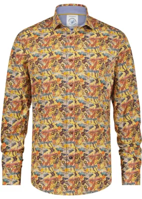 A Fish Named Fred Mens Rock & Roll Mix Shirt Gold Yellow