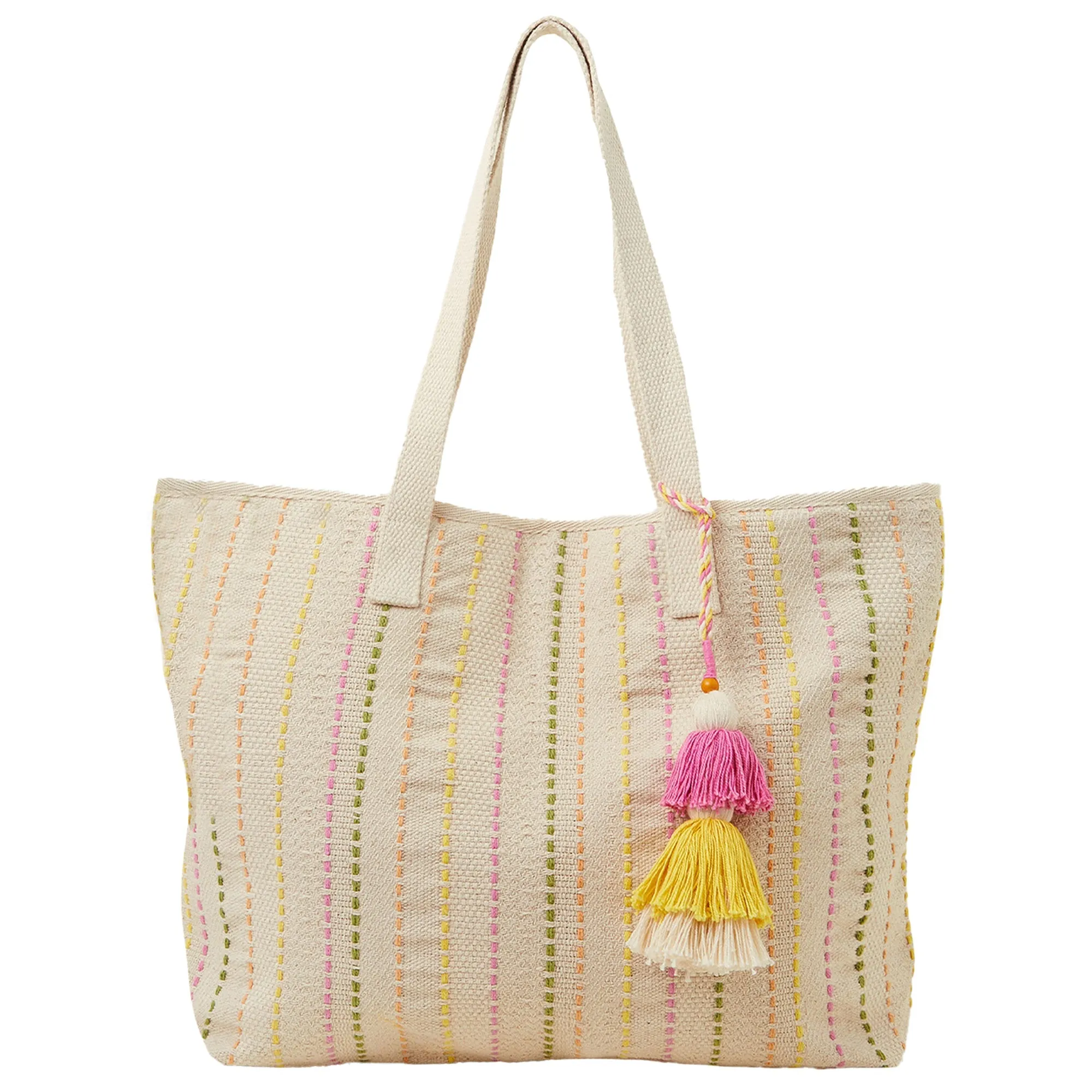 Accessorize London Women's Cream Stripe Shopper Bag