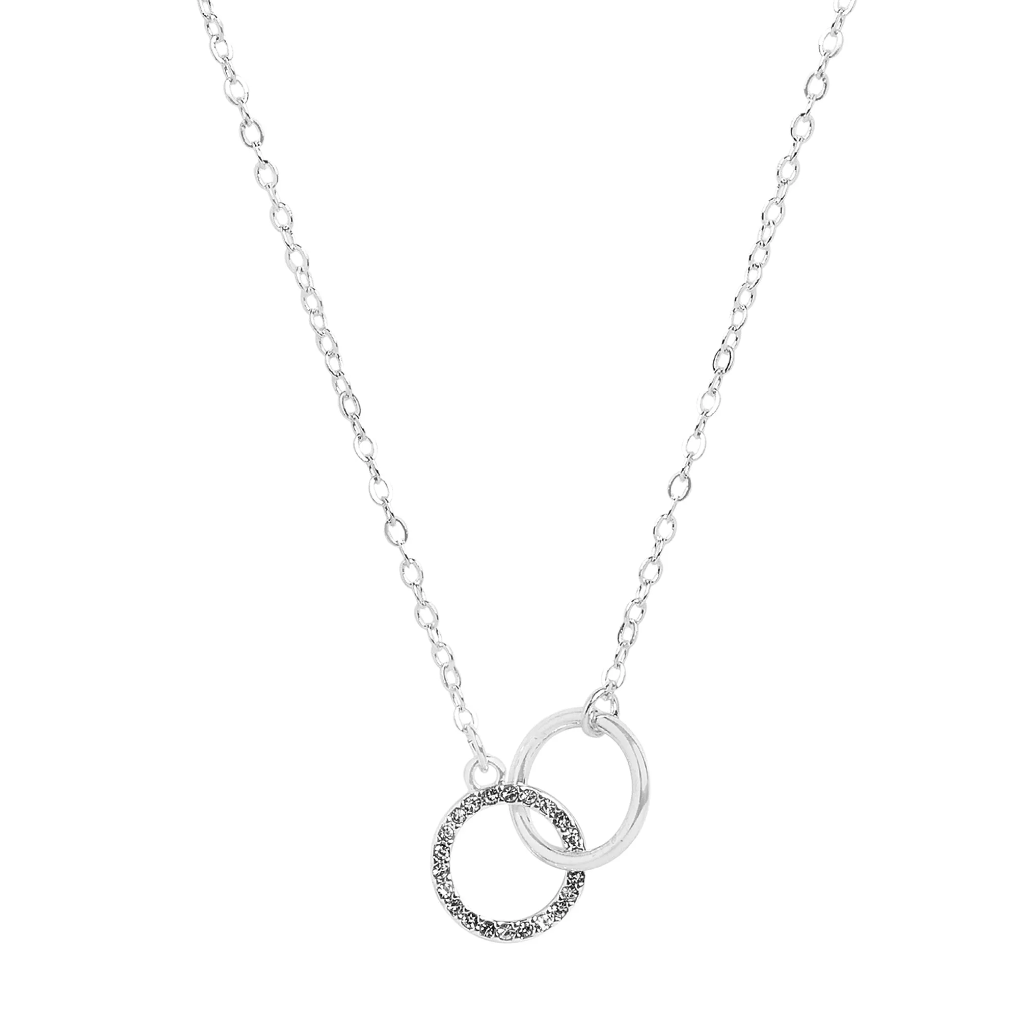 Accessorize London Women's Silver Pave Link Circle Necklace