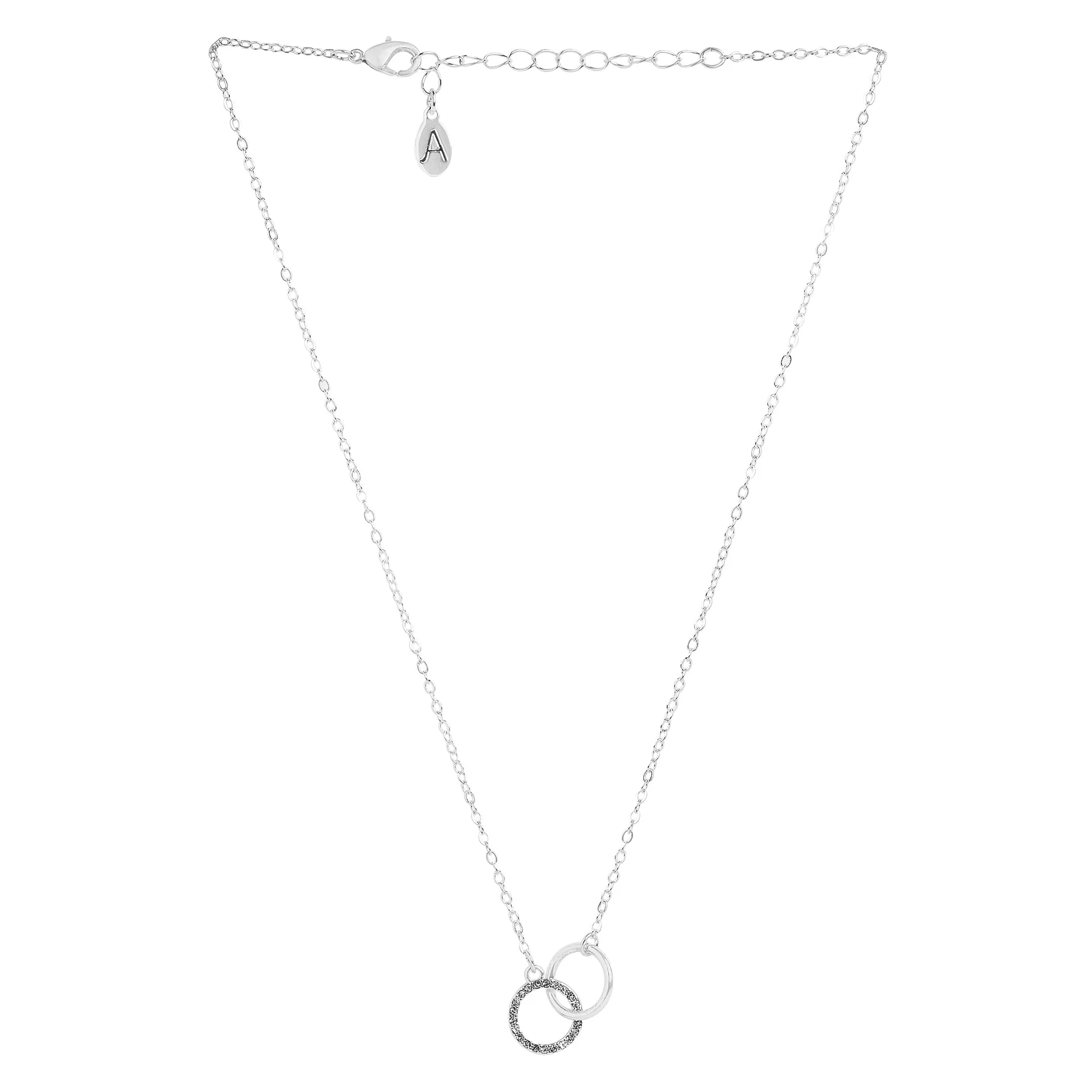 Accessorize London Women's Silver Pave Link Circle Necklace