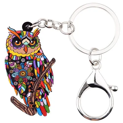 Acrylic Owl Animal Key Chain Key Ring for Women's Handbag Car Keys