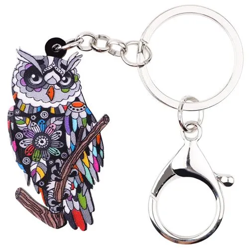 Acrylic Owl Animal Key Chain Key Ring for Women's Handbag Car Keys