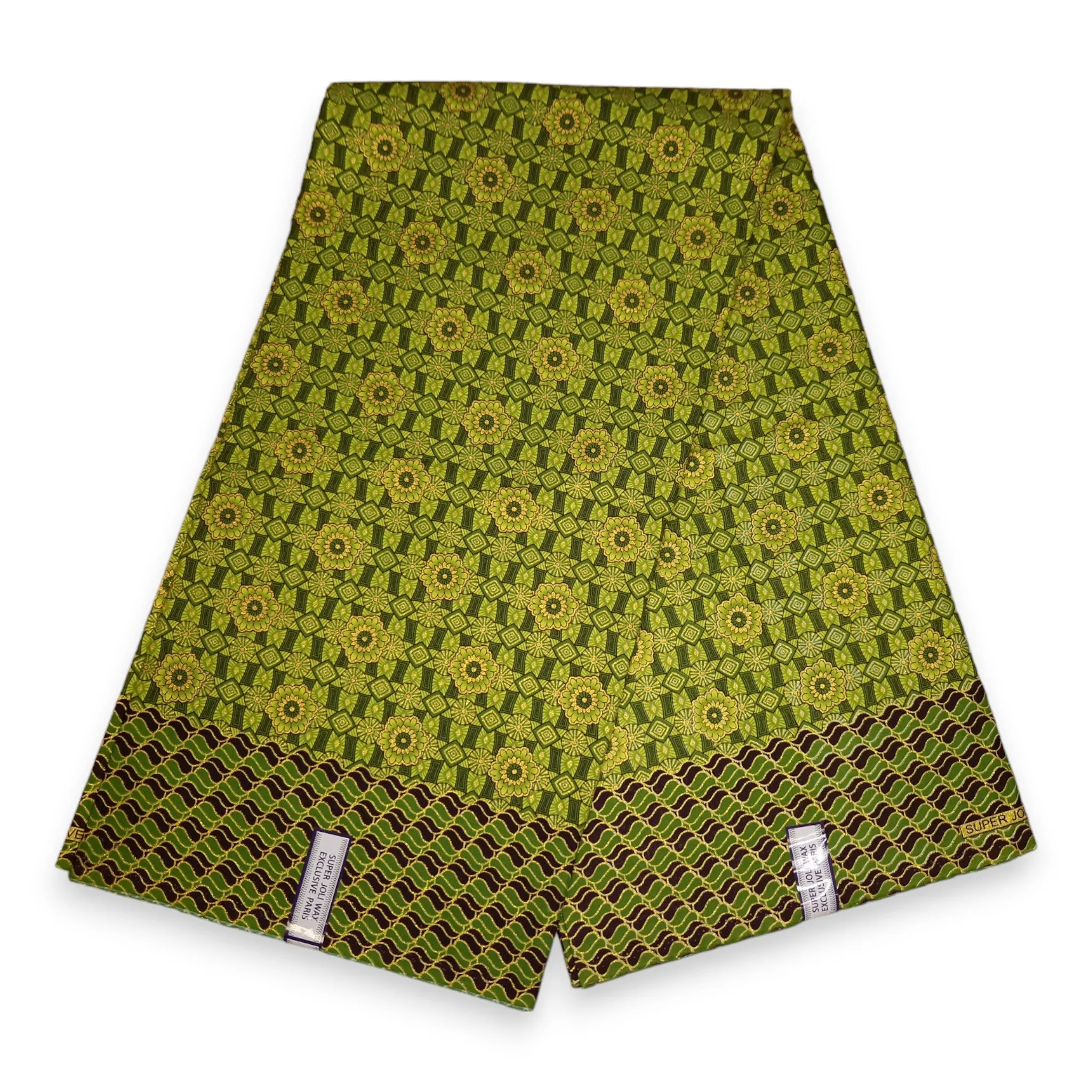 African print fabric - Exclusive Embellished Glitter effects 100% cotton - KT-3072 Gold Green