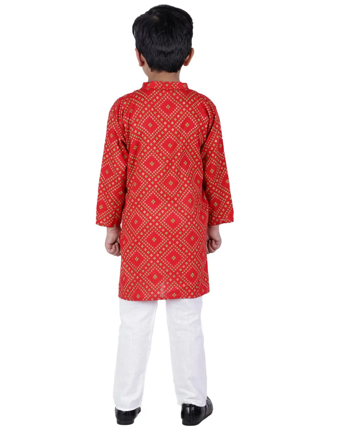 Ahhaaaa Kids Ethnic Cotton Bandhani Printed Kurta Pajama Set For Boys