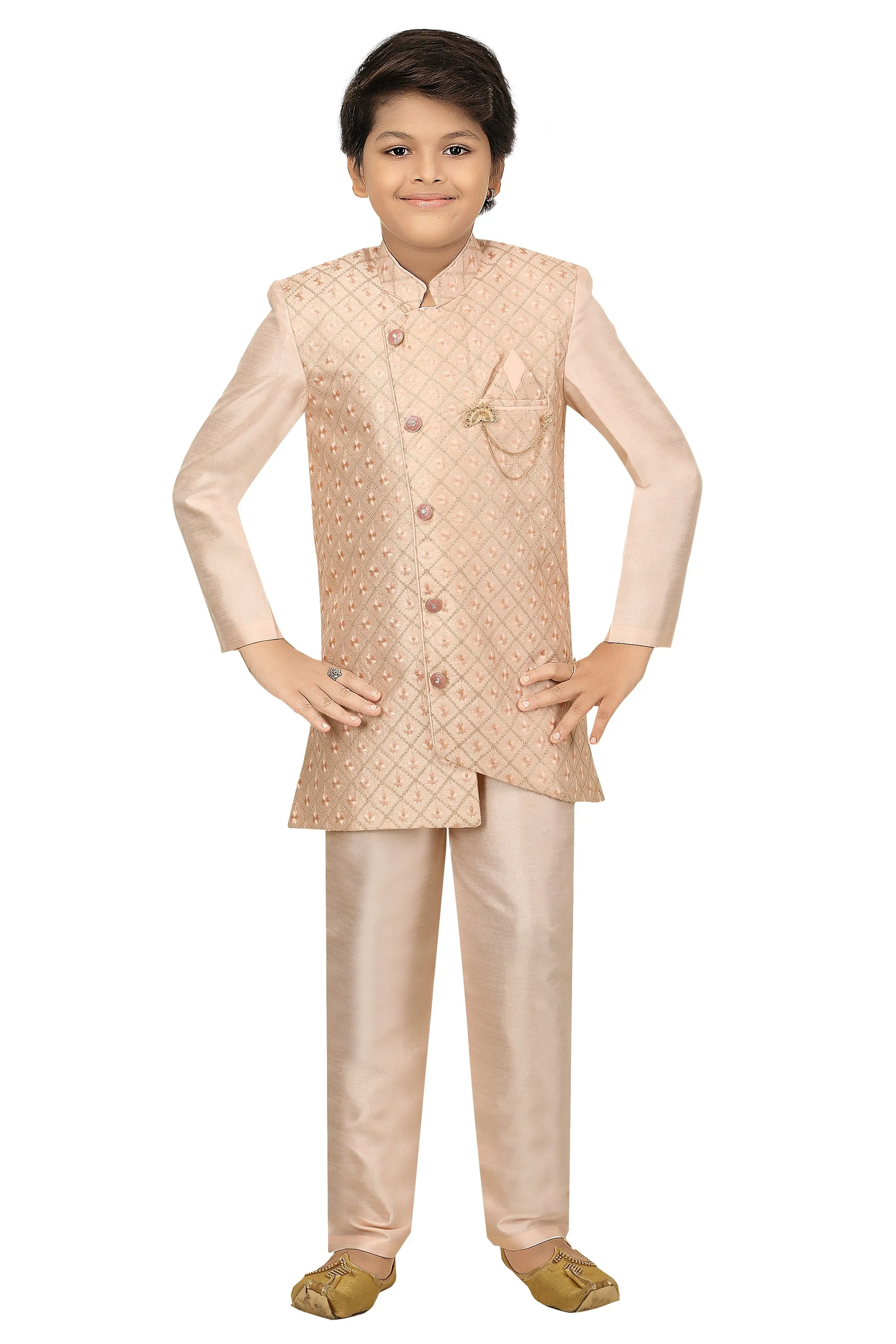 Ahhaaaa Kids Ethnic Indo Western Sherwani and Pyjama Set for Boys