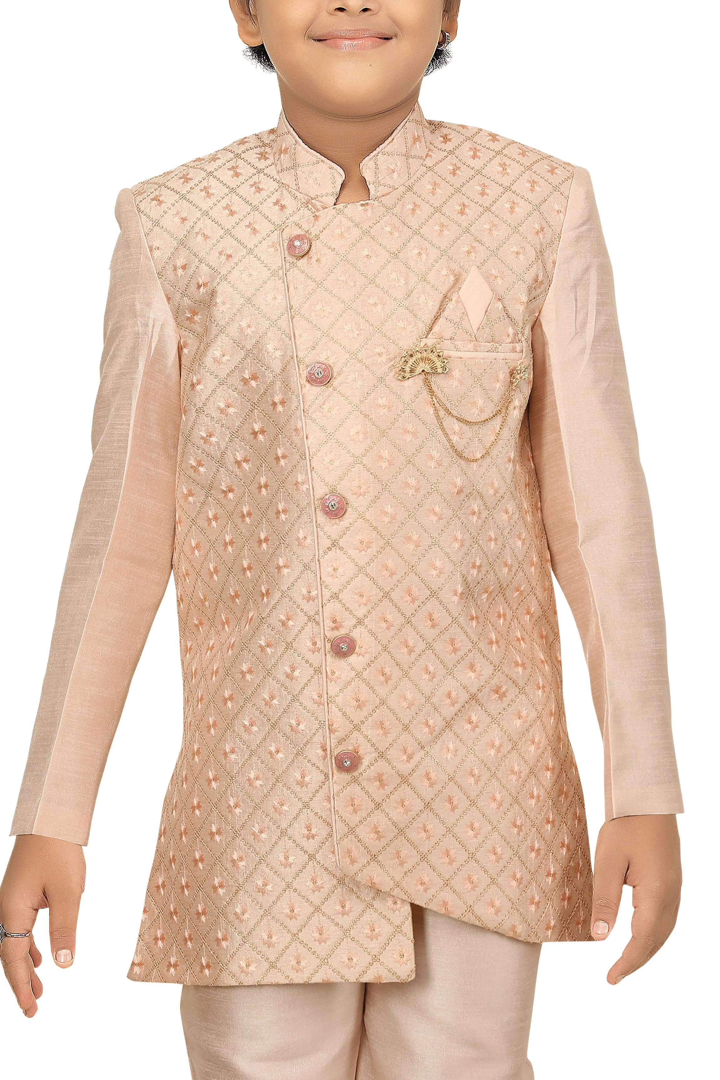 Ahhaaaa Kids Ethnic Indo Western Sherwani and Pyjama Set for Boys