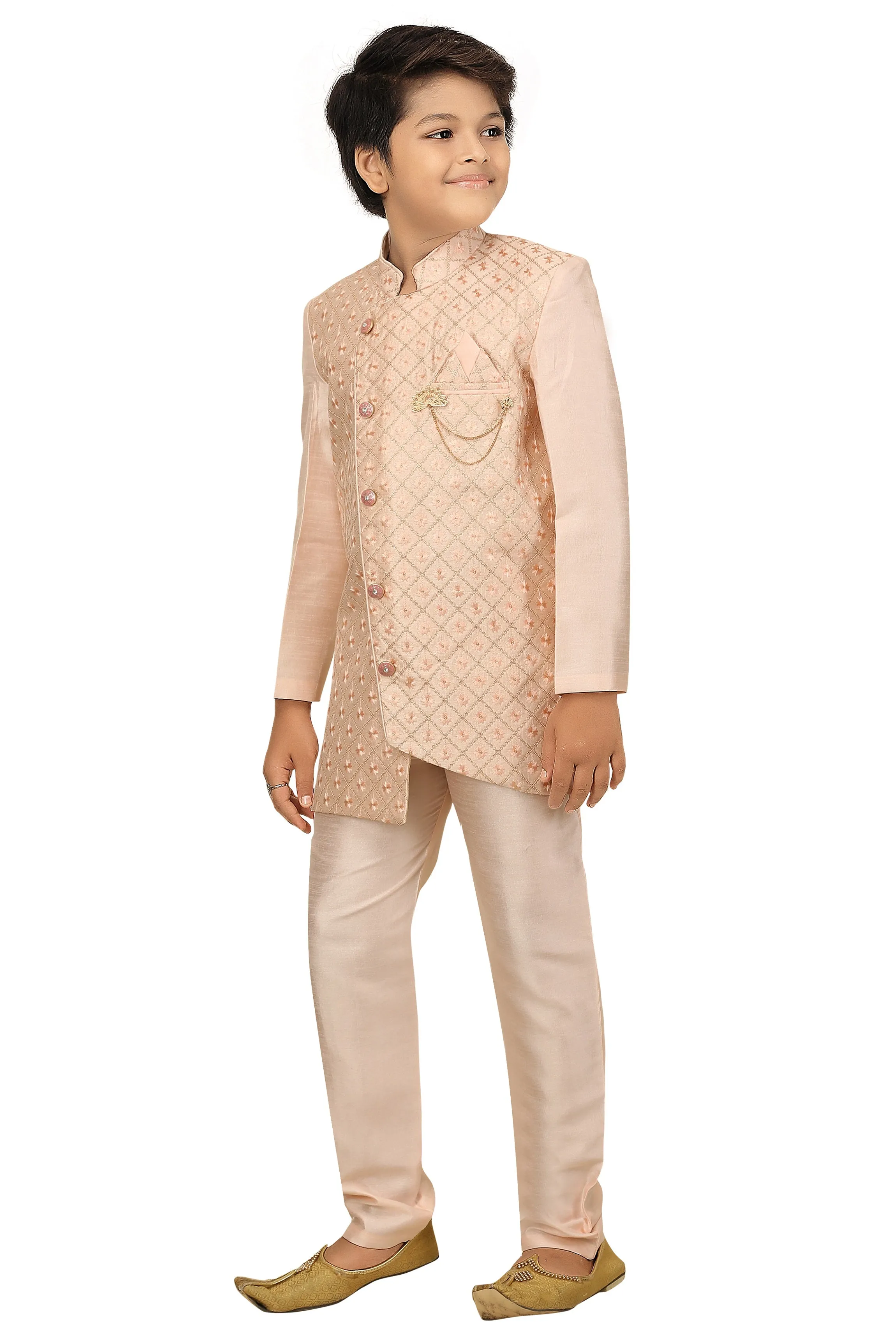 Ahhaaaa Kids Ethnic Indo Western Sherwani and Pyjama Set for Boys