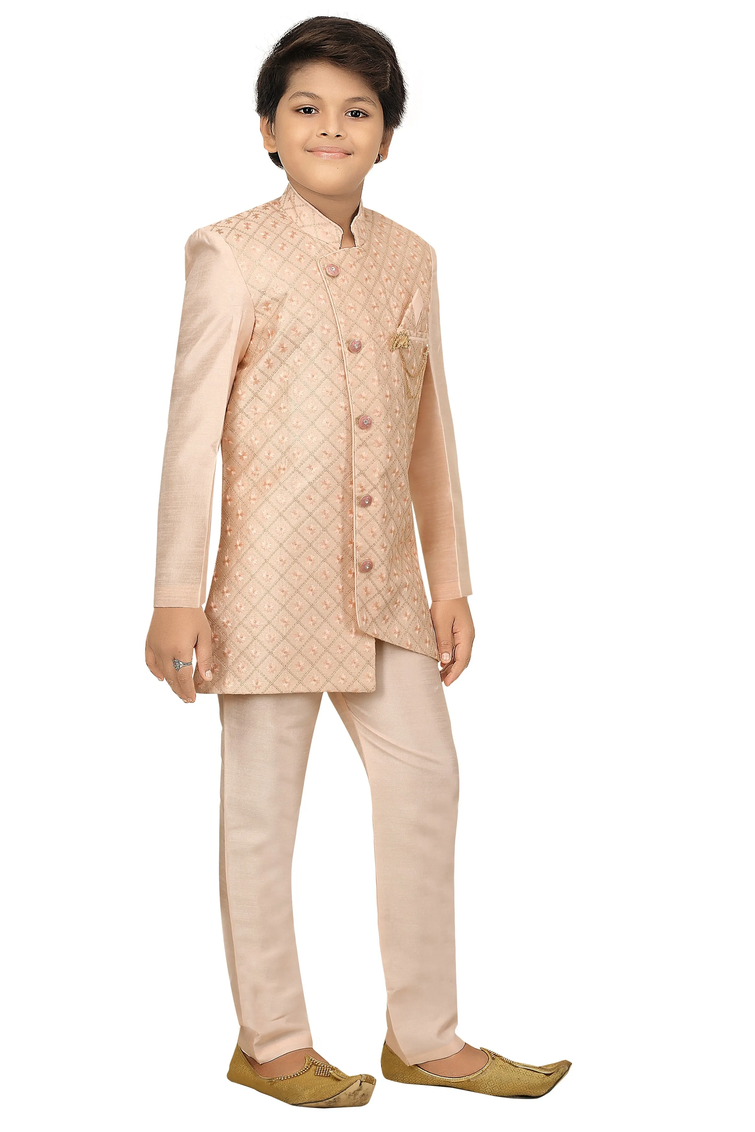 Ahhaaaa Kids Ethnic Indo Western Sherwani and Pyjama Set for Boys