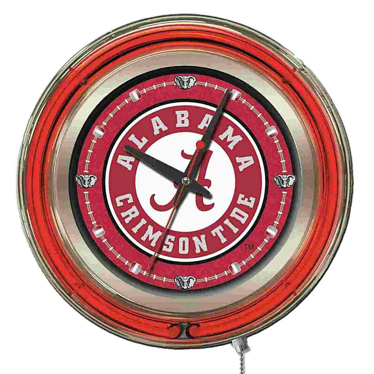 Alabama Crimson Tide HBS Neon Red "A" Logo Battery Powered Wall Clock (15")