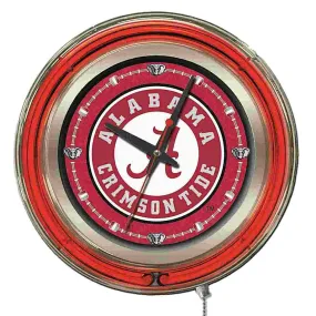 Alabama Crimson Tide HBS Neon Red "A" Logo Battery Powered Wall Clock (15")