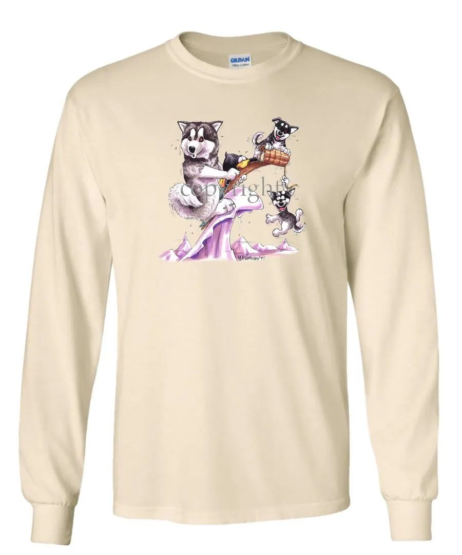 Alaskan Malamute - Toboggan - Caricature - Long Sleeve T-Shirt