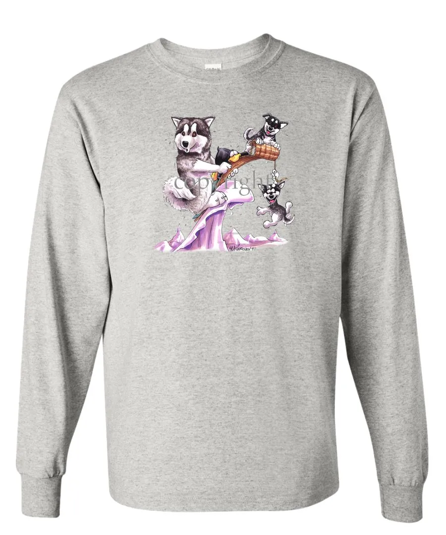 Alaskan Malamute - Toboggan - Caricature - Long Sleeve T-Shirt