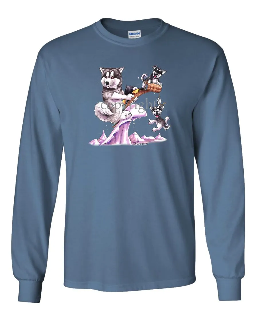 Alaskan Malamute - Toboggan - Caricature - Long Sleeve T-Shirt