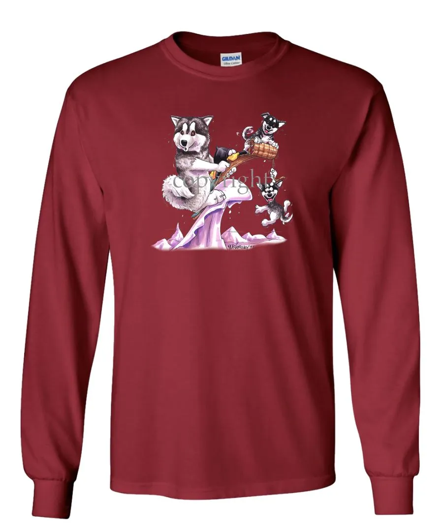 Alaskan Malamute - Toboggan - Caricature - Long Sleeve T-Shirt