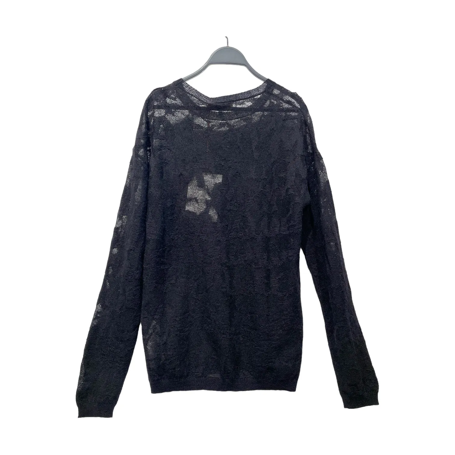 Alexander McQueen/Sweater/M/Cotton/BLK/translucent spellout blck swtr