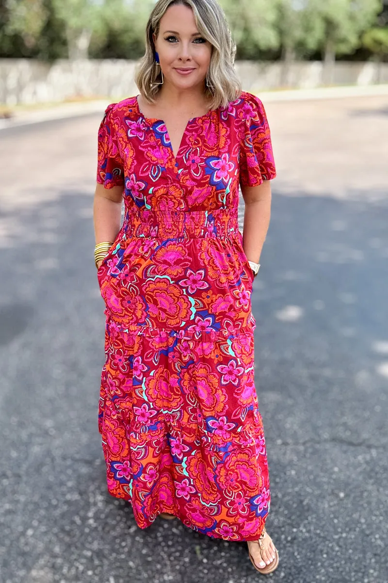 Ashley Floral Poplin Tiered Maxi Dress