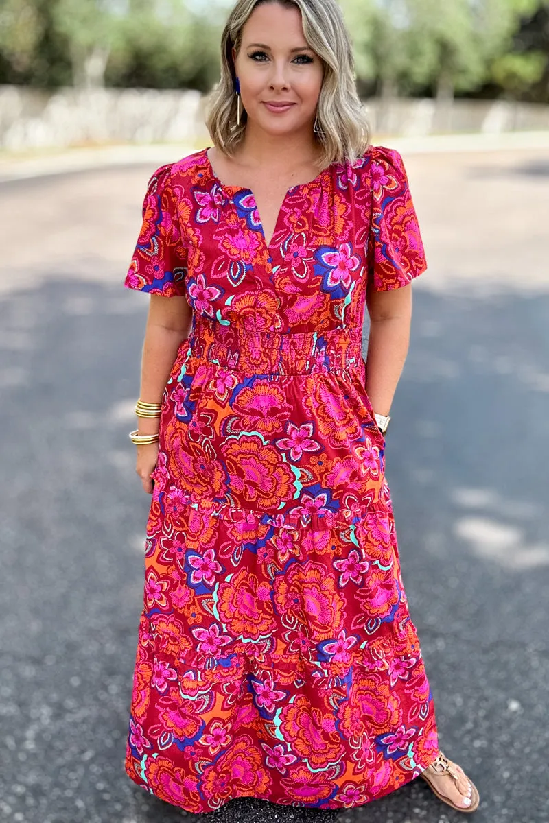 Ashley Floral Poplin Tiered Maxi Dress