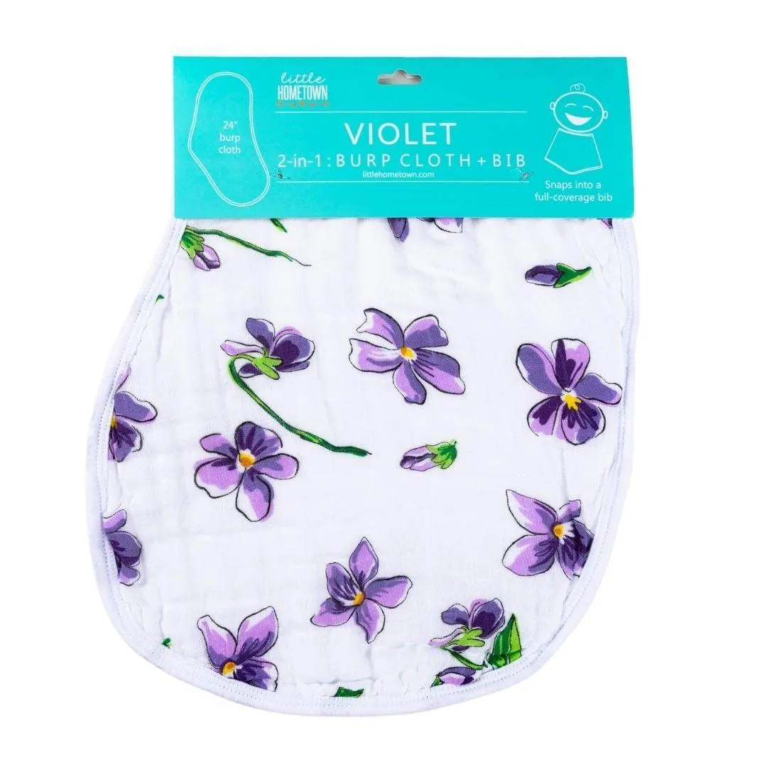 Baby Burp Cloth & Bib Combo: Violet