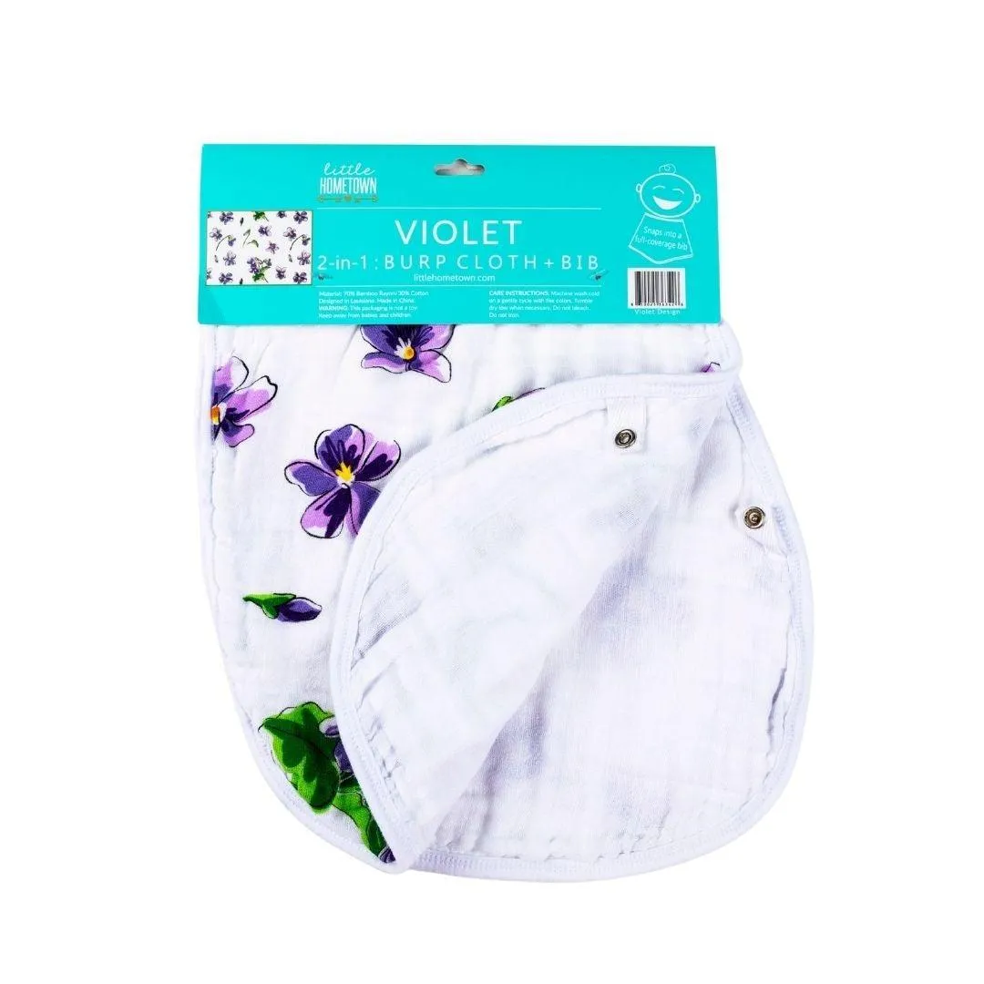 Baby Burp Cloth & Bib Combo: Violet