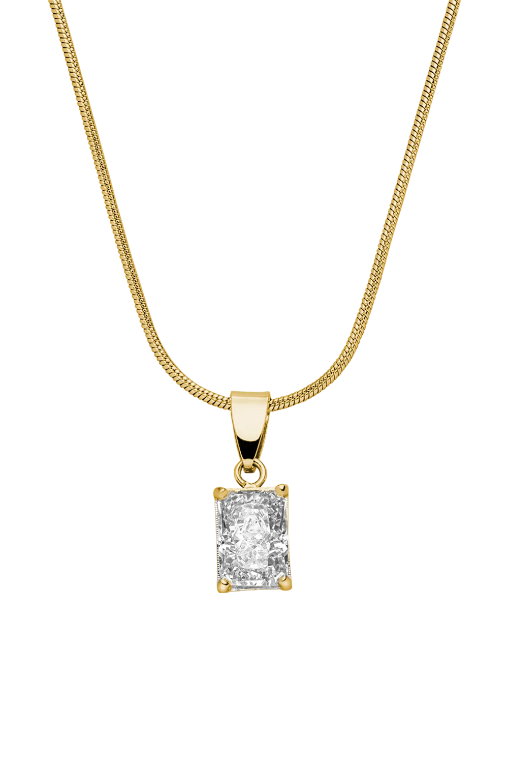 Baguette Stone Necklace 14K Gold Plated