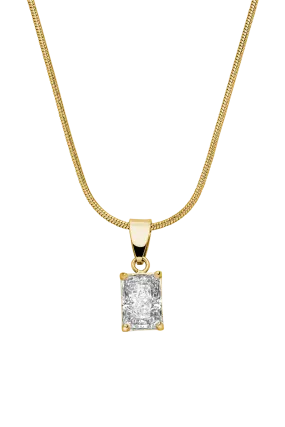 Baguette Stone Necklace 14K Gold Plated