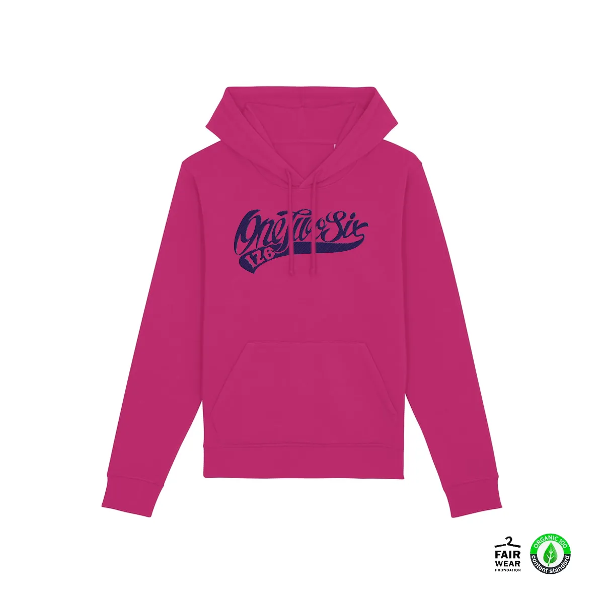 Baseball logo Spring/Fall Edition Hoodie (Raspberry/Fair Trade/Organic Cotton)