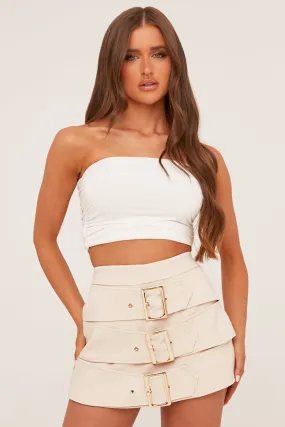 Beige Buckle Detail Skort - Analisa