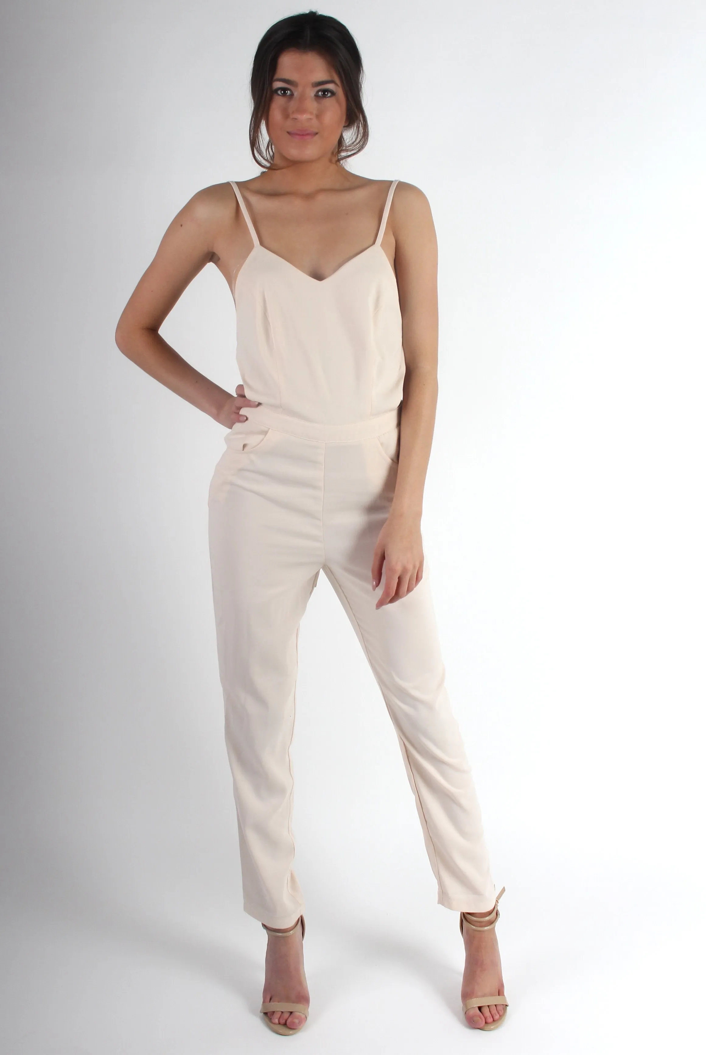 Bethan Apricot Low Tie Back Jumpsuit