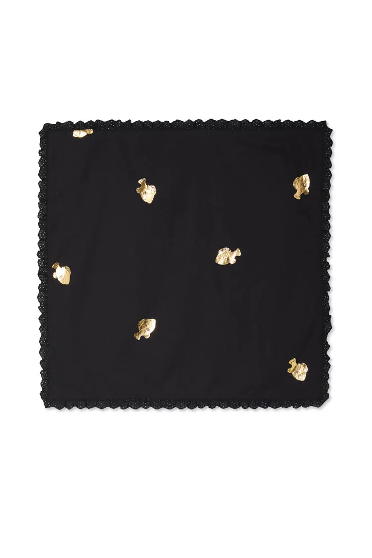 Black Bandana With Gold Fish