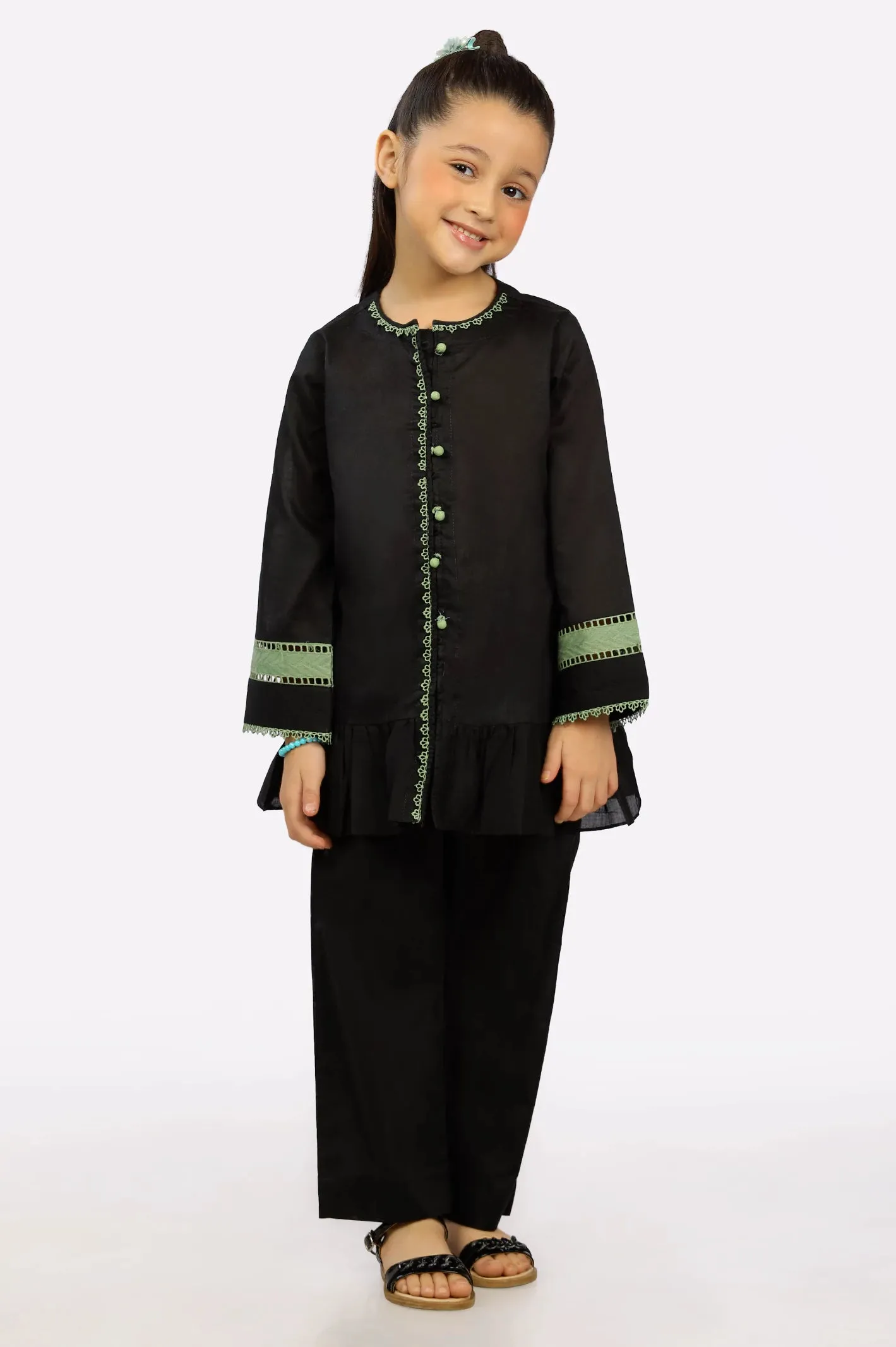 Black Cambric Girls 2PC Suit