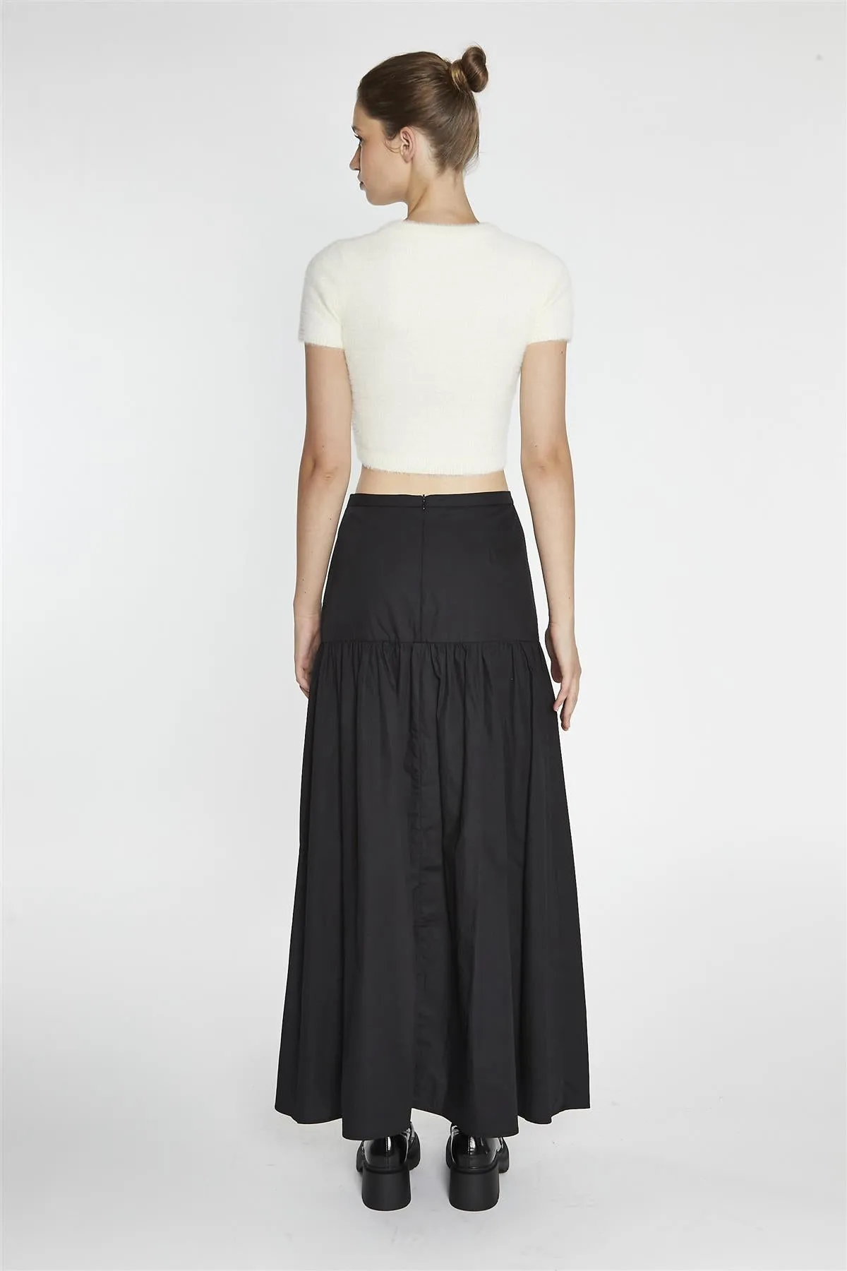 Black Dropped Waist Maxi-Skirt