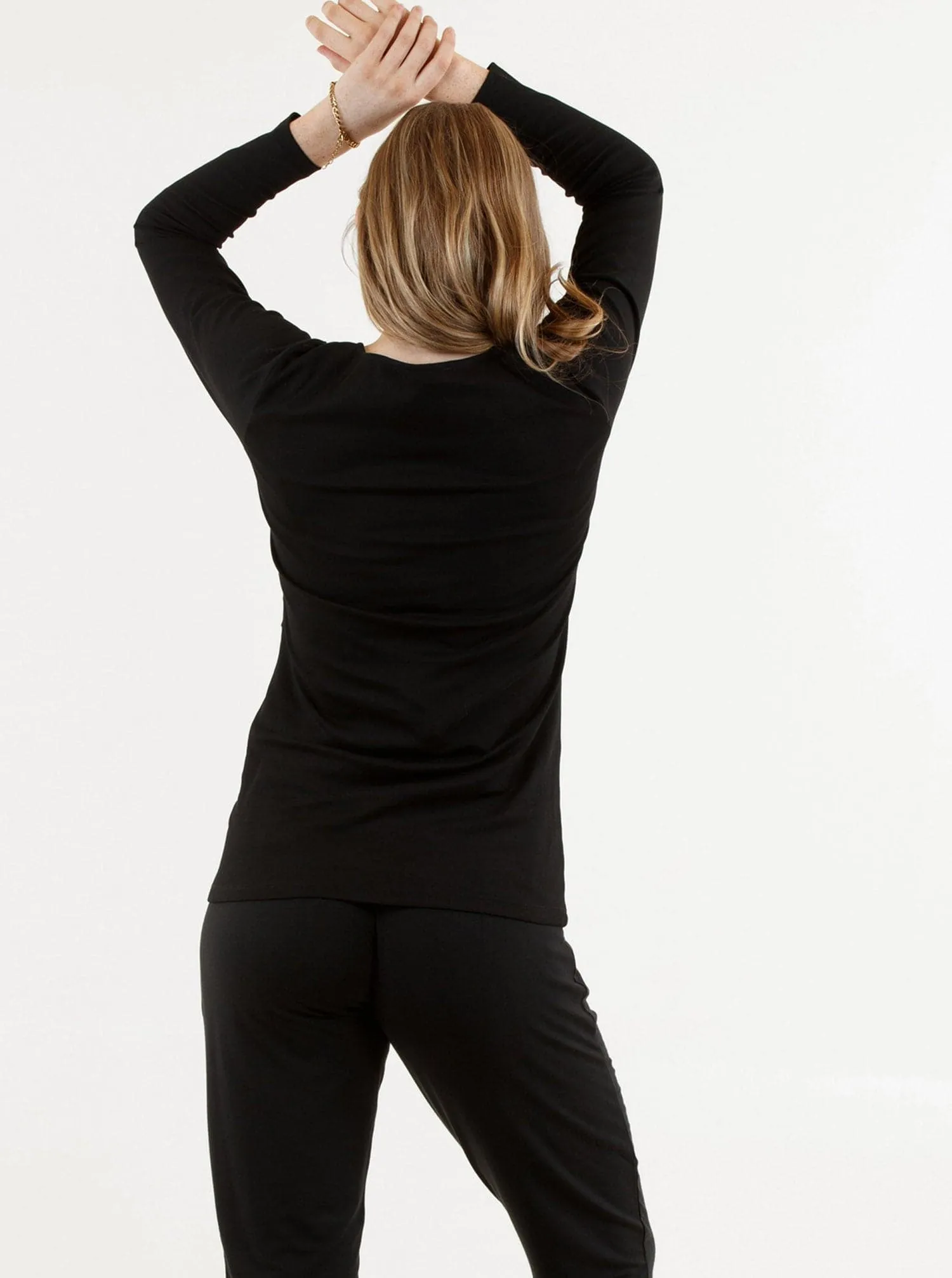 Black Essential Maternity Tee Long Sleeve