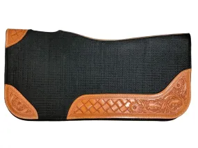 Black Felt Floral Tooling Saddle Pad