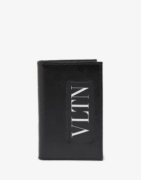 Black Patent Leather VLTN Card Wallet