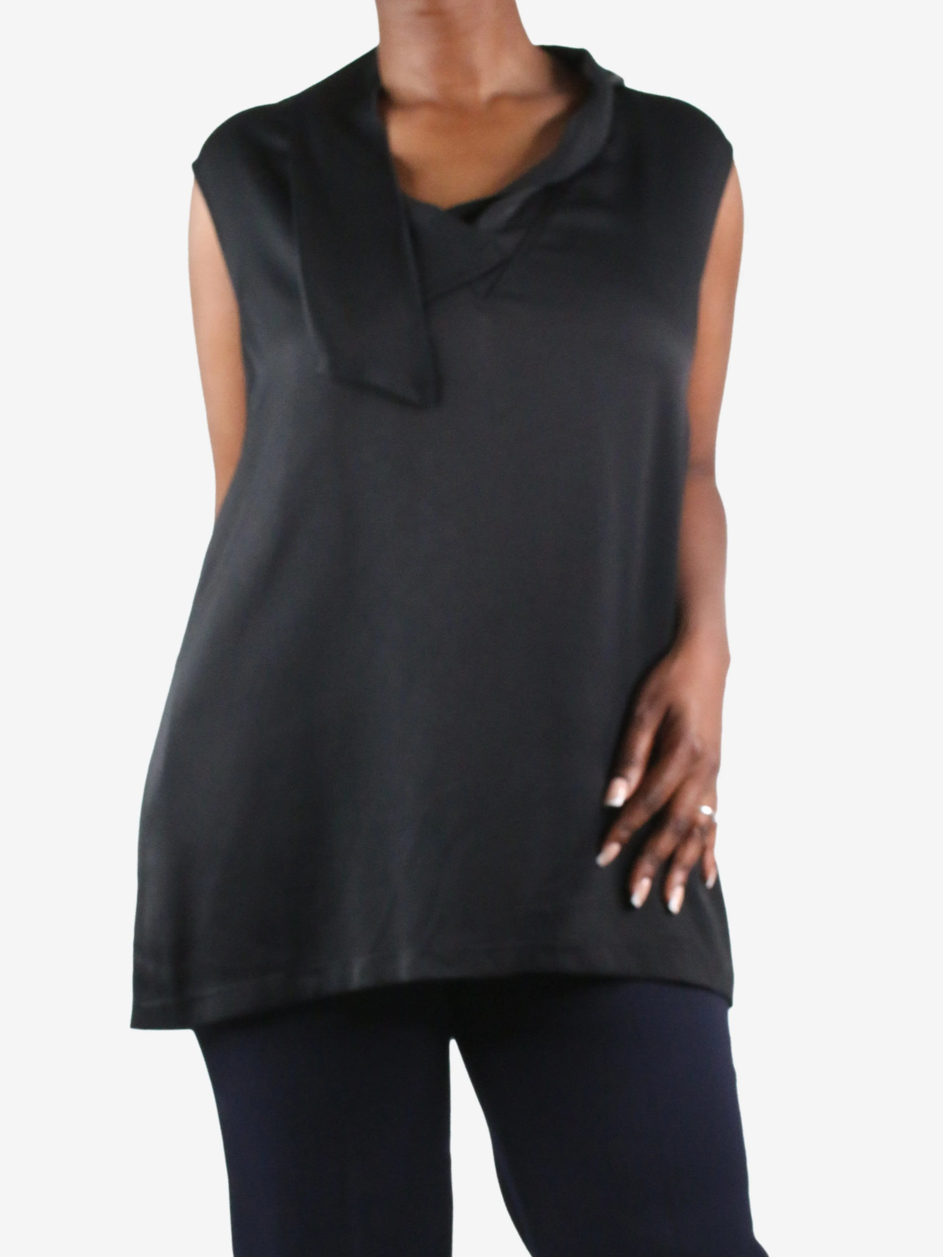 Black sleeveless satin top - size FR 40