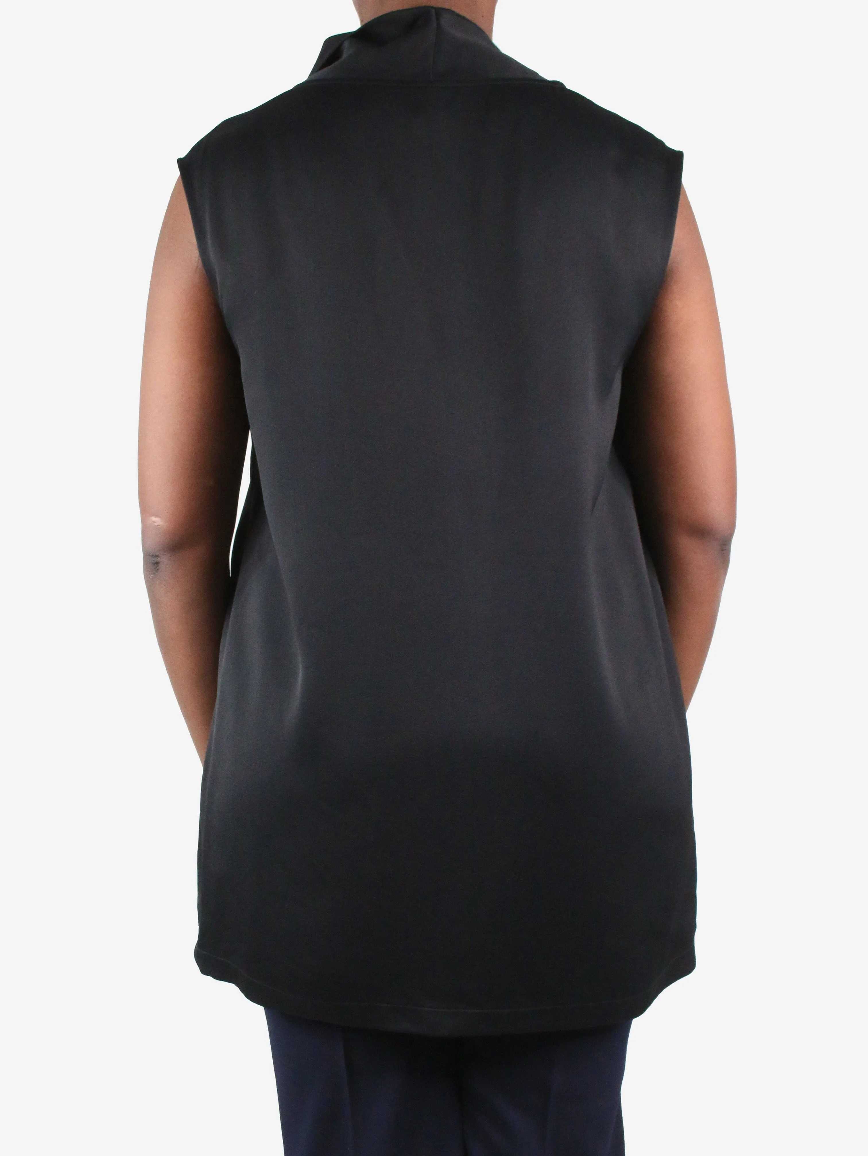 Black sleeveless satin top - size FR 40