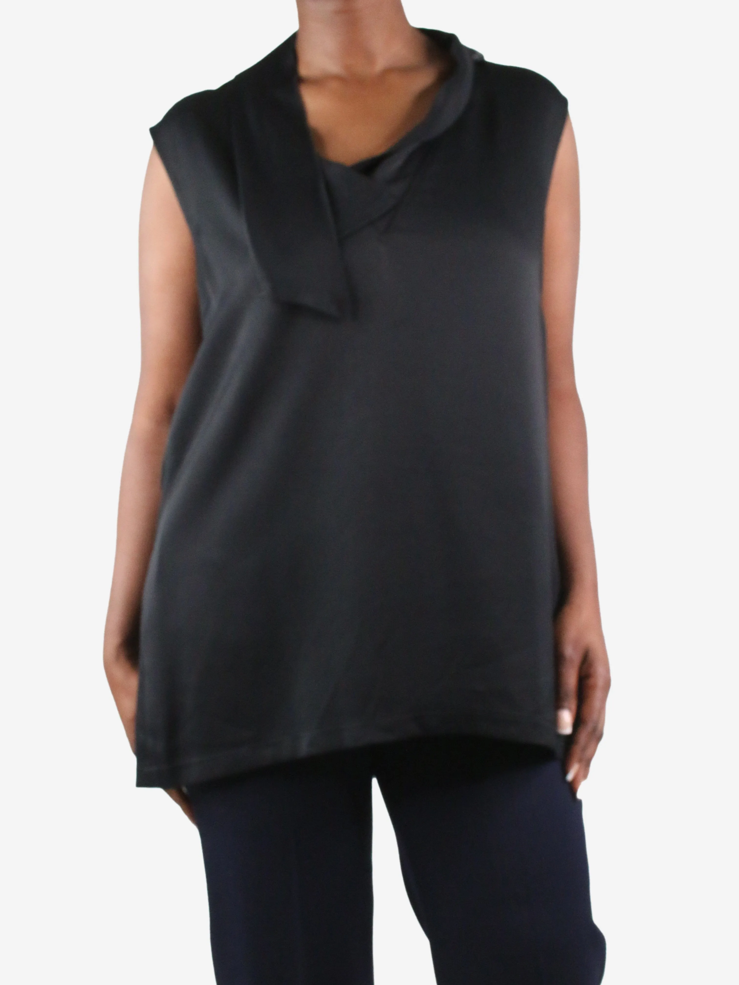 Black sleeveless satin top - size FR 40