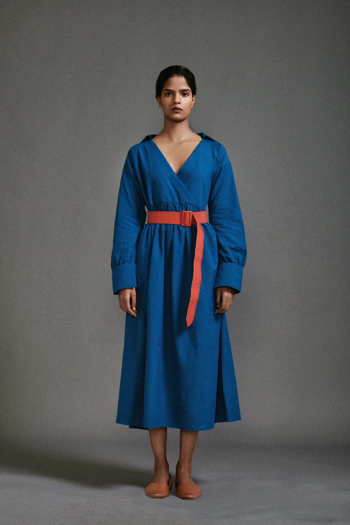 Blue Safari Belted Dress