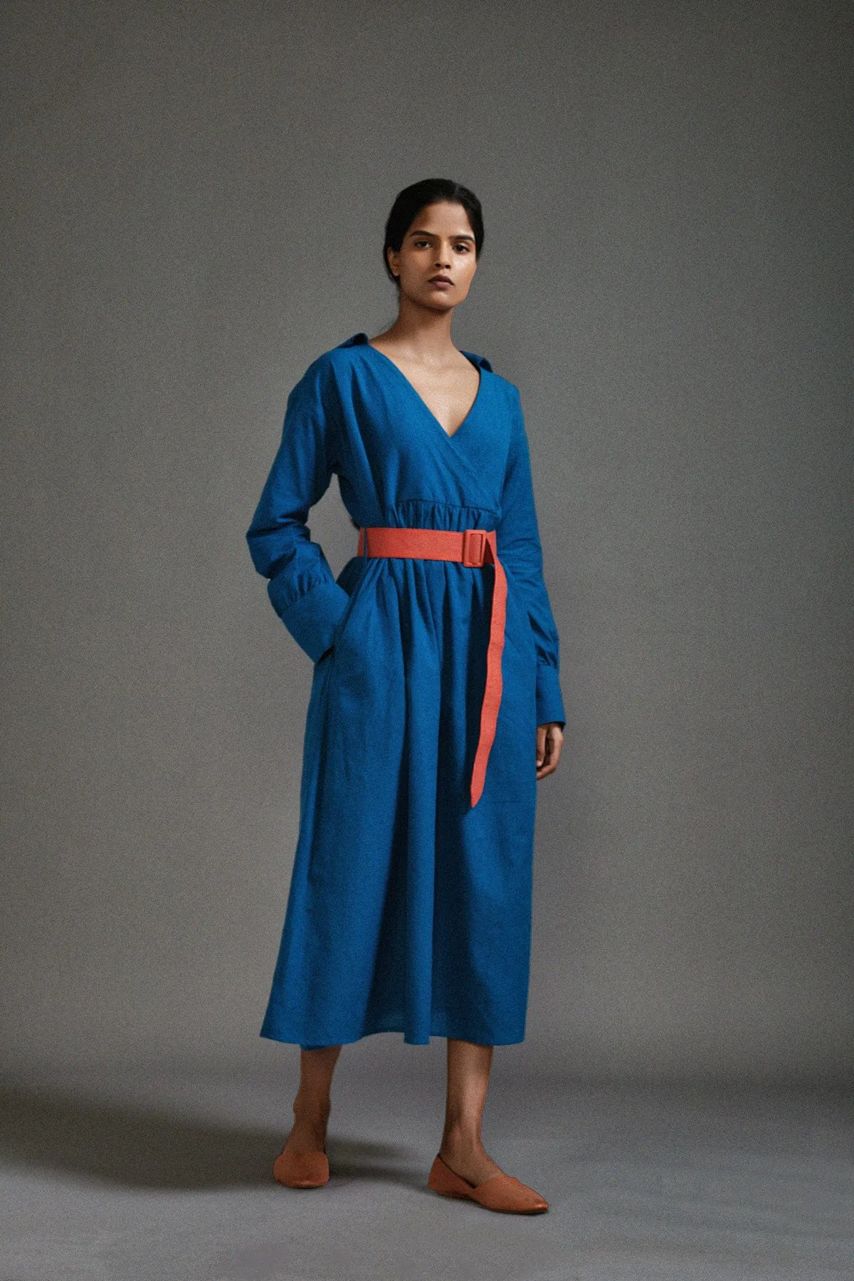 Blue Safari Belted Dress