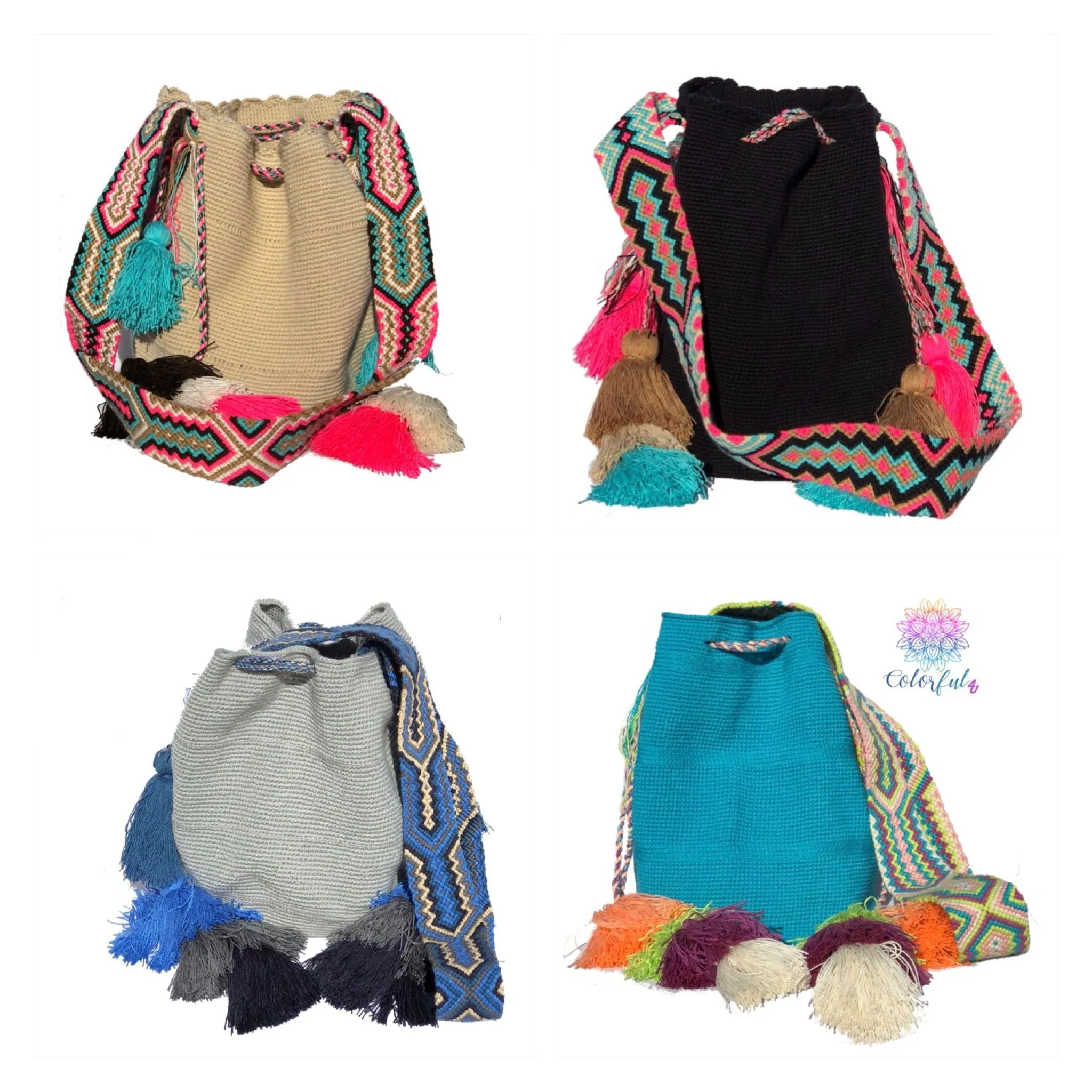 Bohemian Bags with Multi-Tassels and Macrame Strap