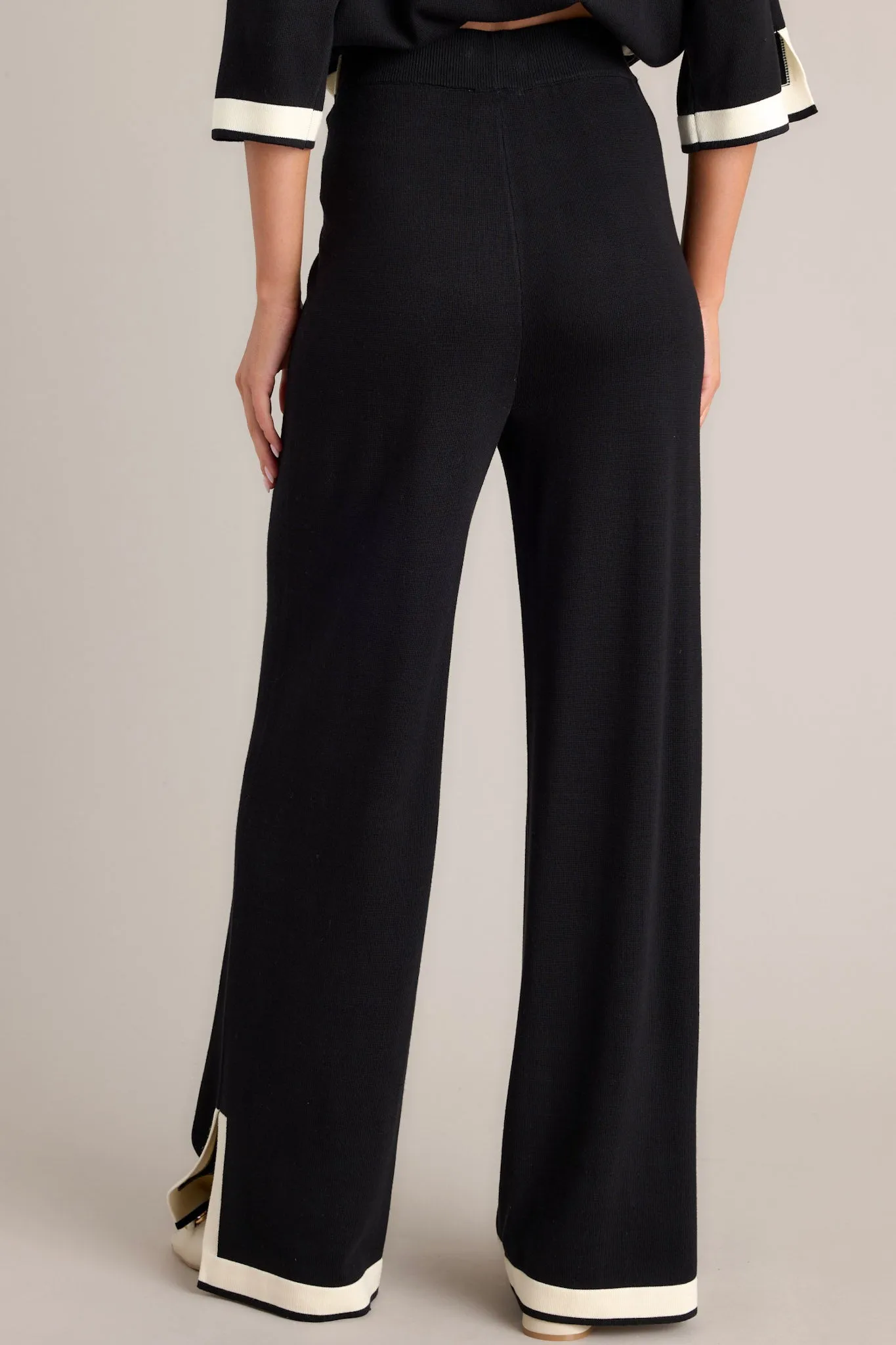 Bold Symphony Split Hem Black Sweater Pants